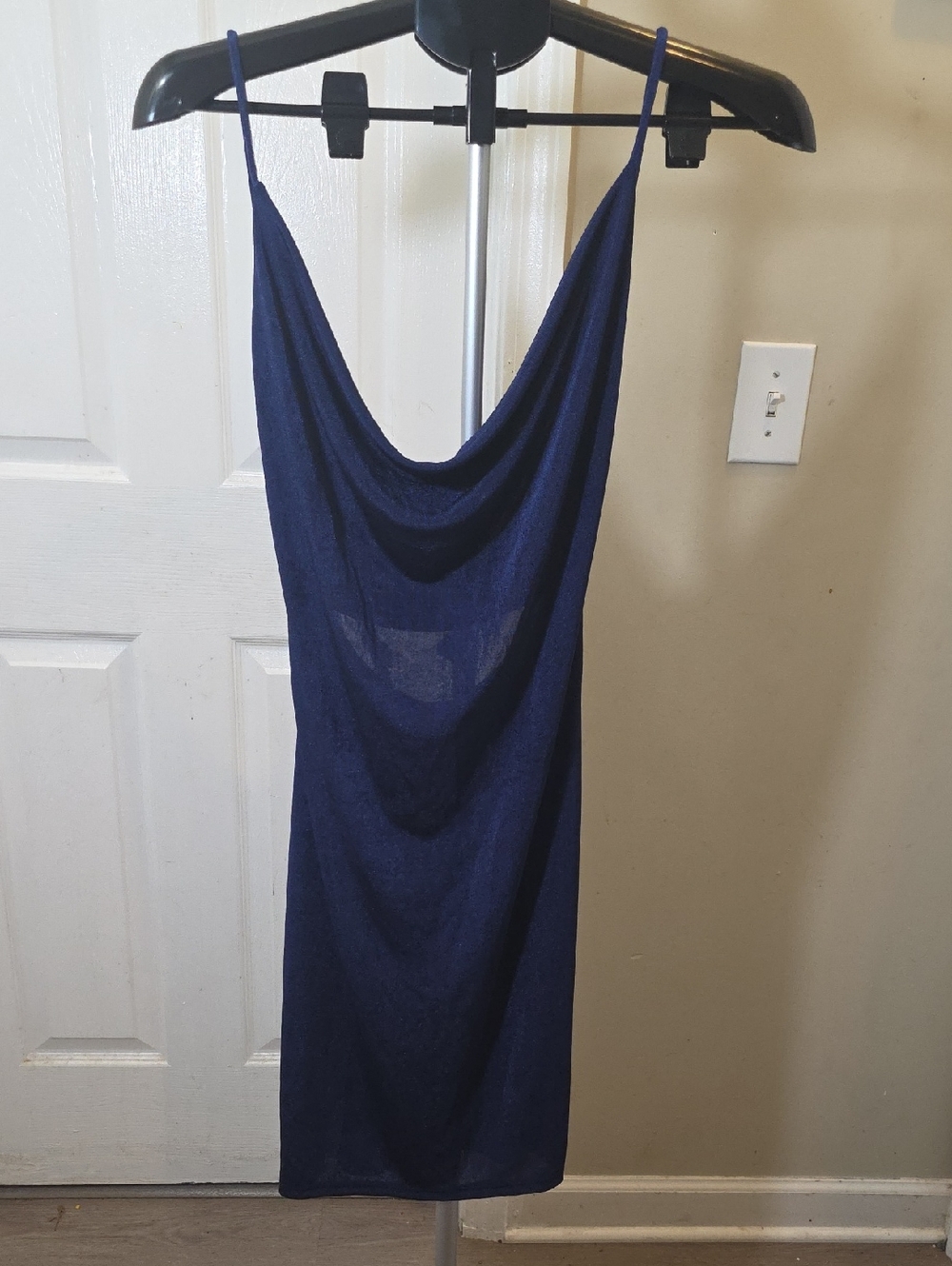 Navy Cowl Neck Slip Dress - Women's